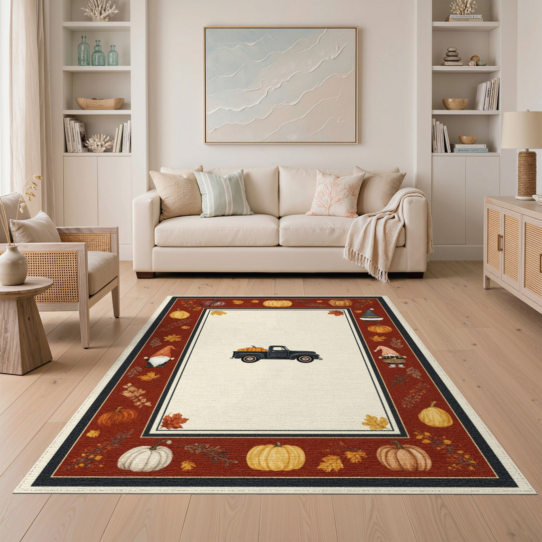 Vintage Truck Pumpkin Harvest Area Rug