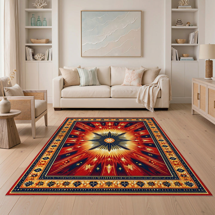 ODIKA Radiant Red Starburst Area Rug
