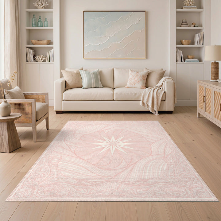 Pink Starburst Floral Vintage Area Rug