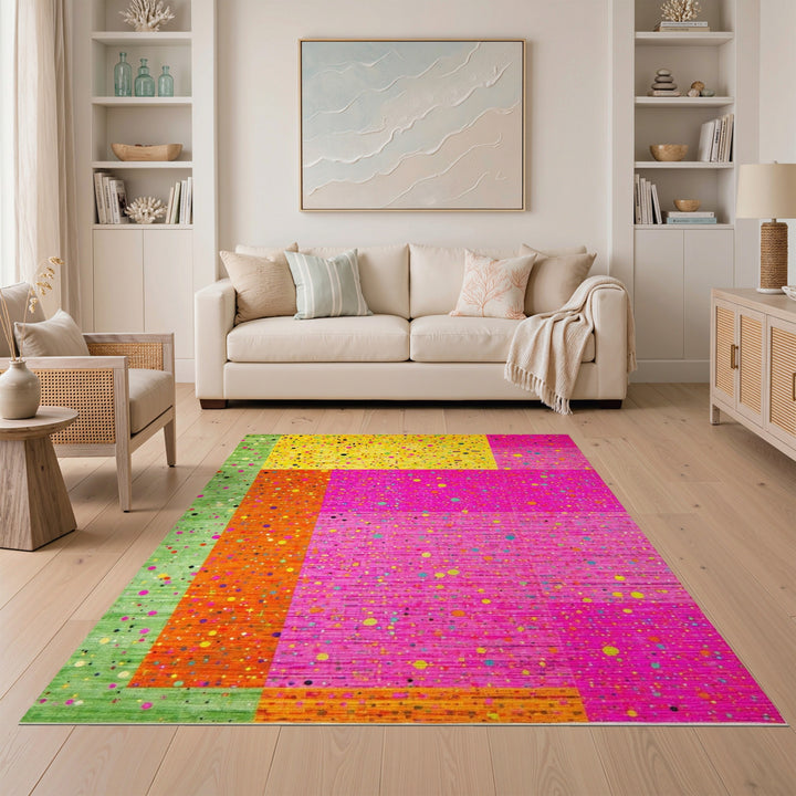 Abstract Area Vibrant Multi-Color Geometric Dot Area Rug
