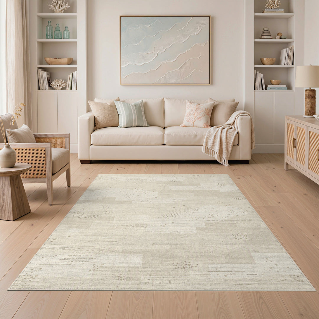 Beige Abstract Cloud Area Rug