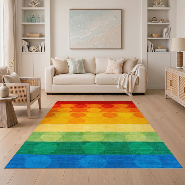 Rainbow Circle Geometric Area Rug