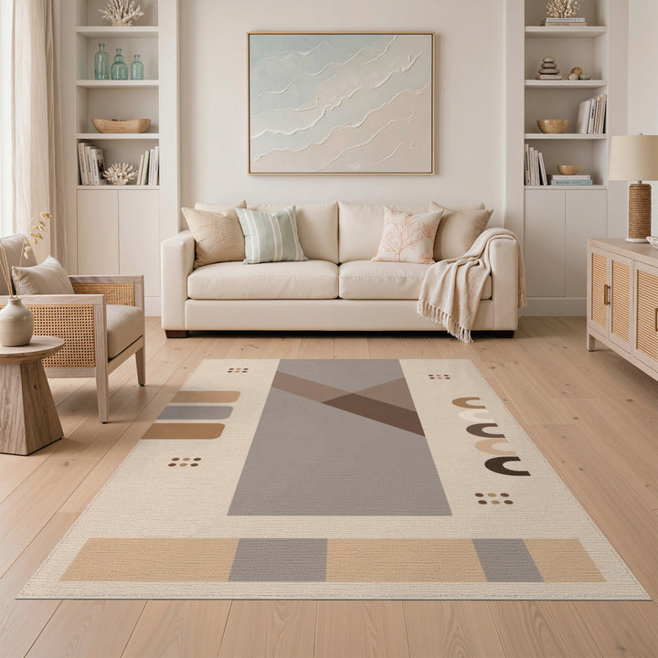 Modern Geometric Beige Brown Area Rug