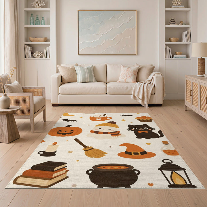 Multi-color and Patterns Cute Halloween Kids Cartoon Area Rug