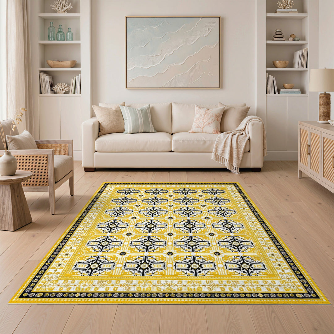 Yellow Geometric Modern Yellow Geometric Area Rug