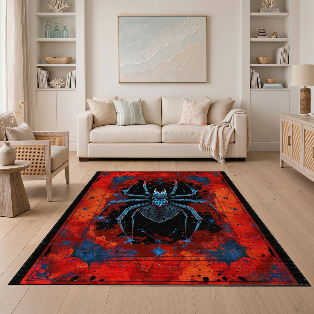 Red Spider Abstract Area Rug