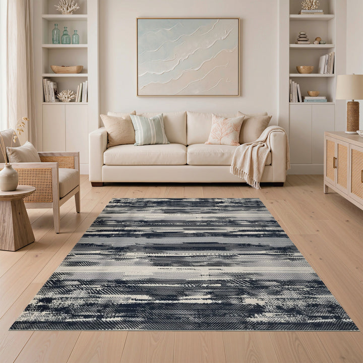 Distressed Vintage Black and White Black White Distressed Striped Area Rug