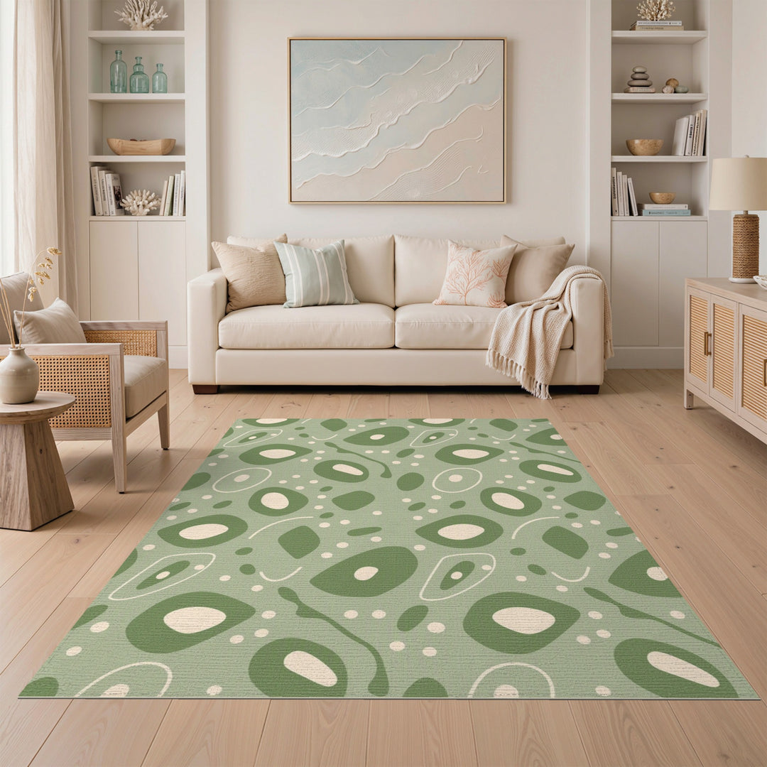 Green Sage Green Organic Abstract Area Rug