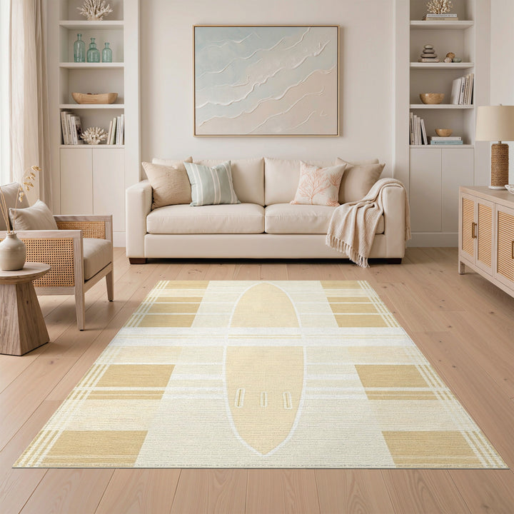 Beige Surfboard Coastal Area Rug