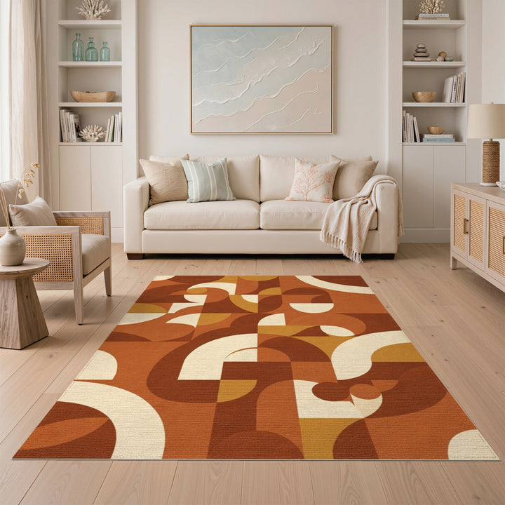 Geometric Modern Brown and Tan Bold Geometric Brown Area Rug