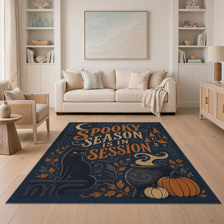 Spooky Season Black Cat Area Rug