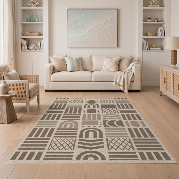 Geometric Modern Geometric Brown and Tan Area Rug
