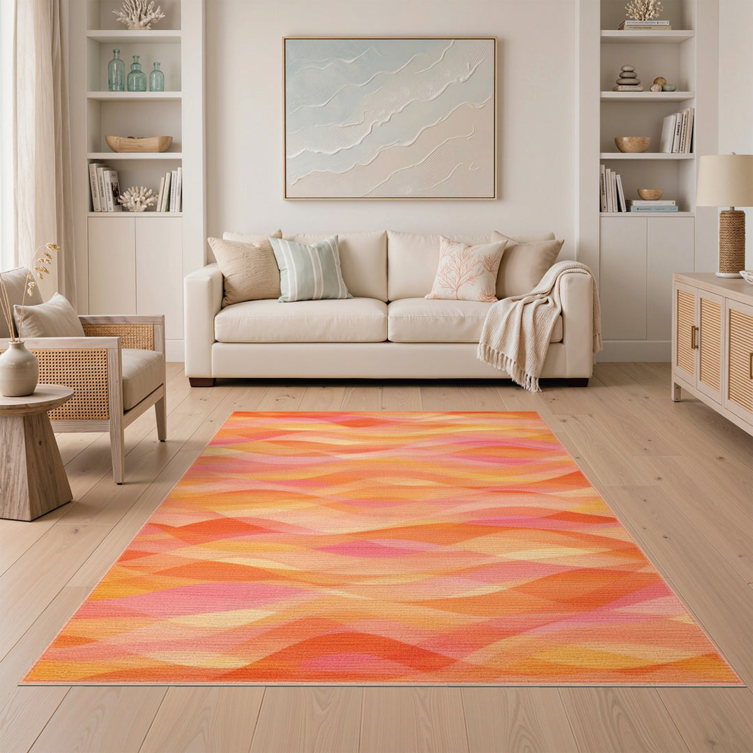 Orange Abstract Area Vibrant Orange Wave Abstract Area Rug