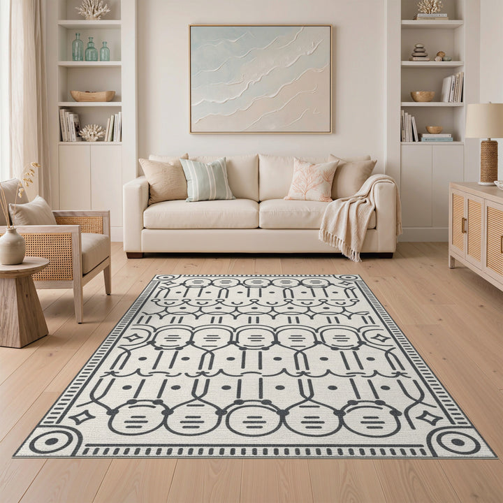 Black White Geometric Area Rug