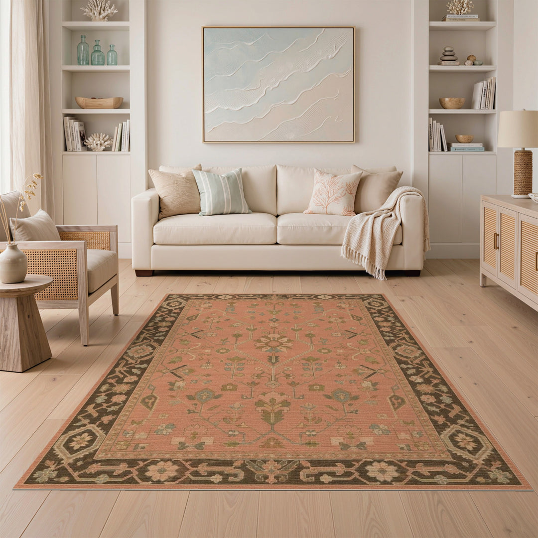 Pink Floral Vintage Persian Area Rug