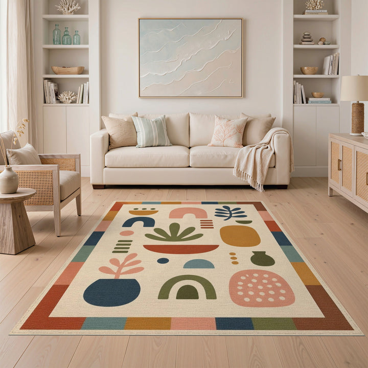 Abstract Multi-Color Shapes Area Rug