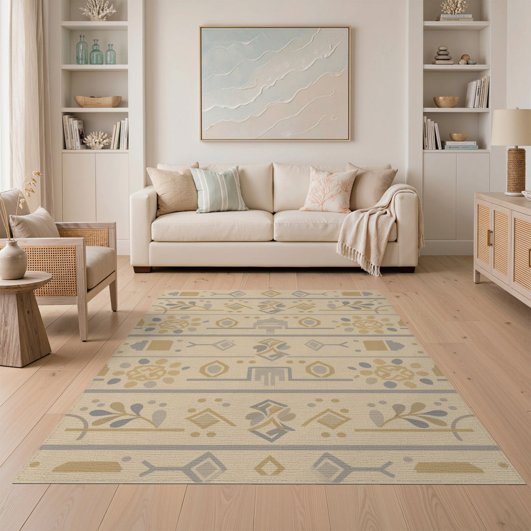 Beige Geometric Area Rug