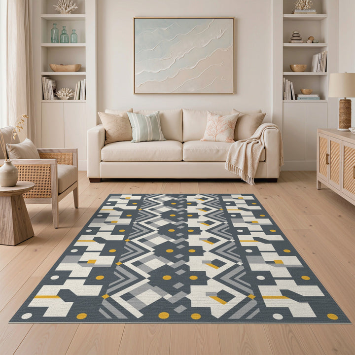 Grey Geometric Area Rug