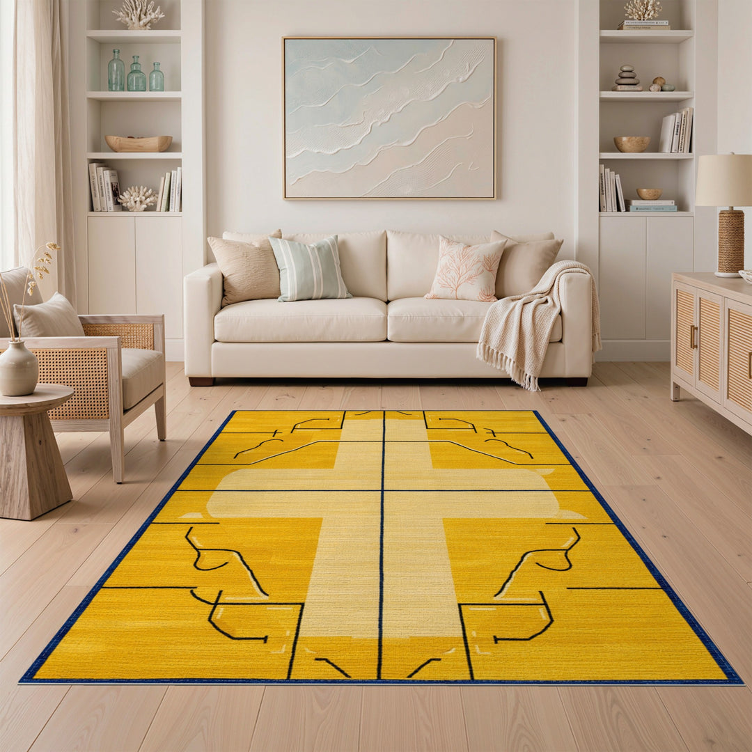 Yellow Geometric Cross Area Rug