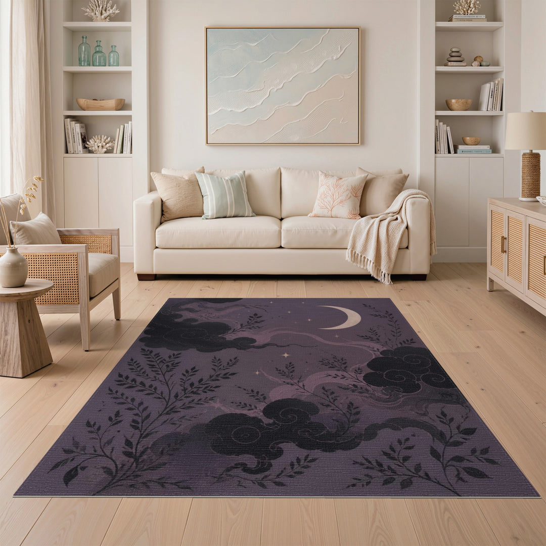 Mystic Purple Moonlit Vine Area Rug