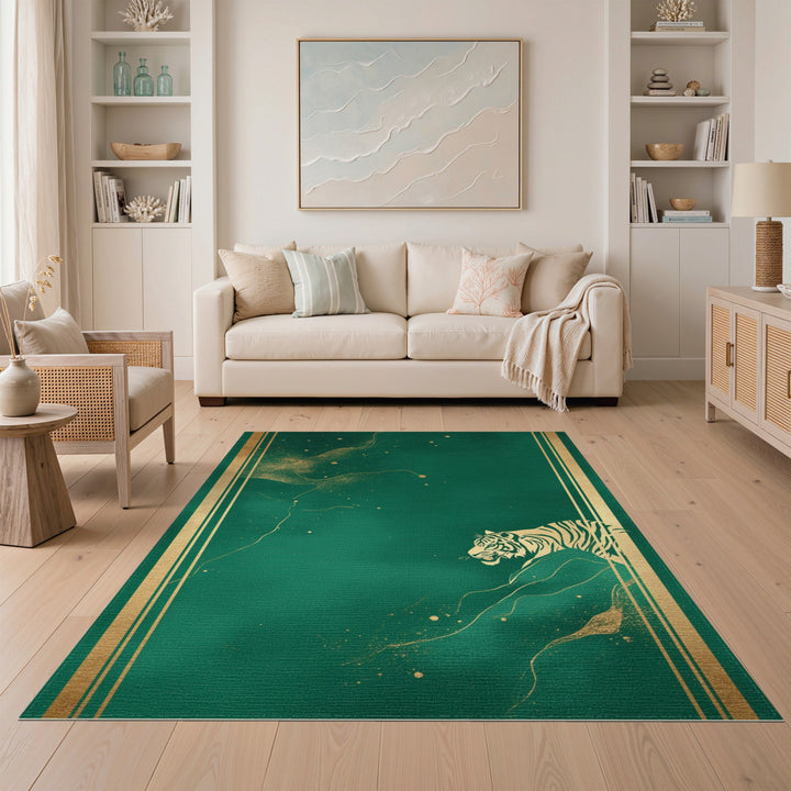 Green Tiger Gold Accent Area Rug