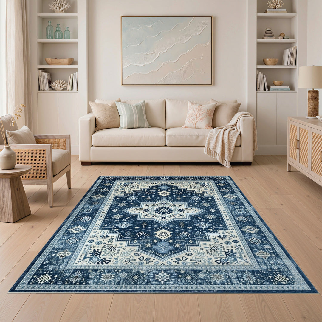 Navy Blue Traditional Persian Area Rug