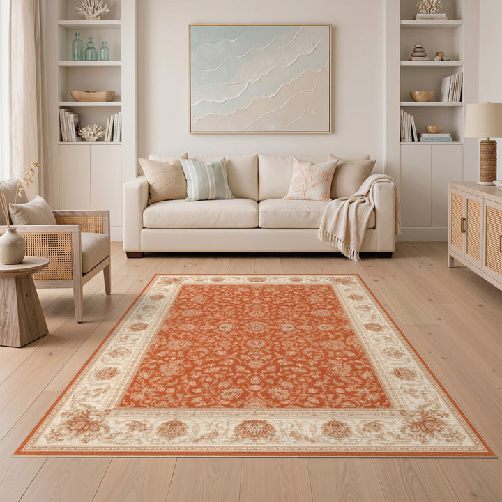 Traditional Persian Orange Floral Area Rug