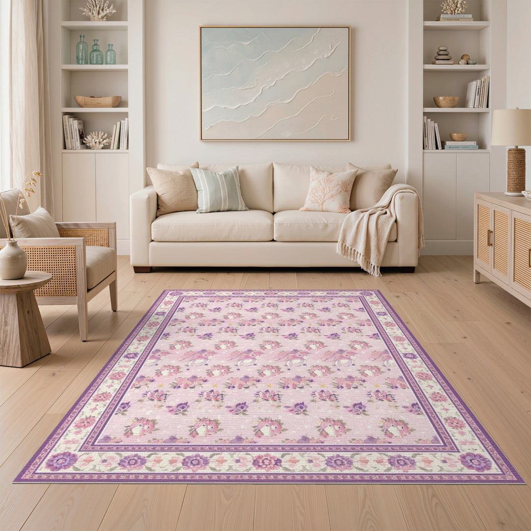 Pink Unicorn Kids Area Rug