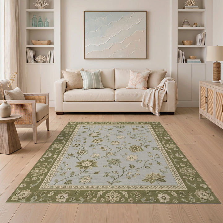 Sage Floral Vintage Sage Green Floral Vintage Area Rug