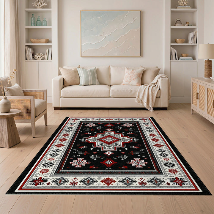 Black Geometric Heritage Area Rug