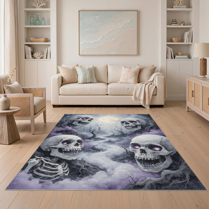 Purple Skull Mist Gothic Area Rug