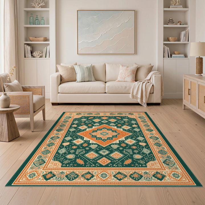 Green Geometric Heritage Area Rug