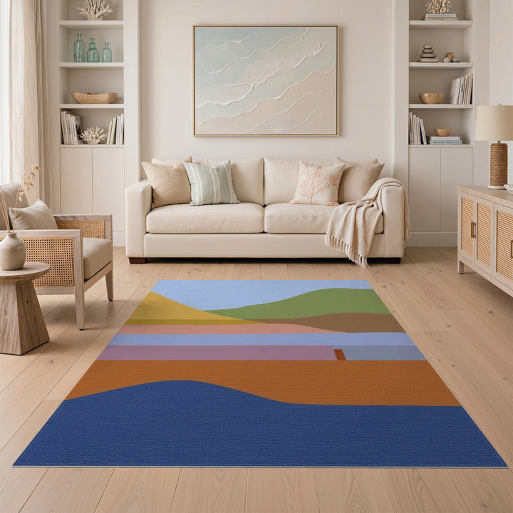 Abstract Landscape Area Rug in Earth Tones