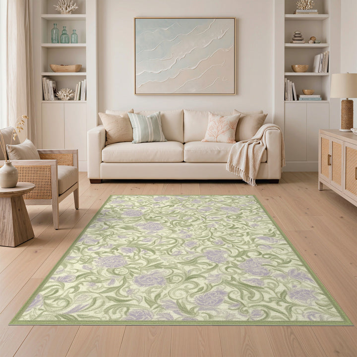 Purple Floral Vintage Area Rug