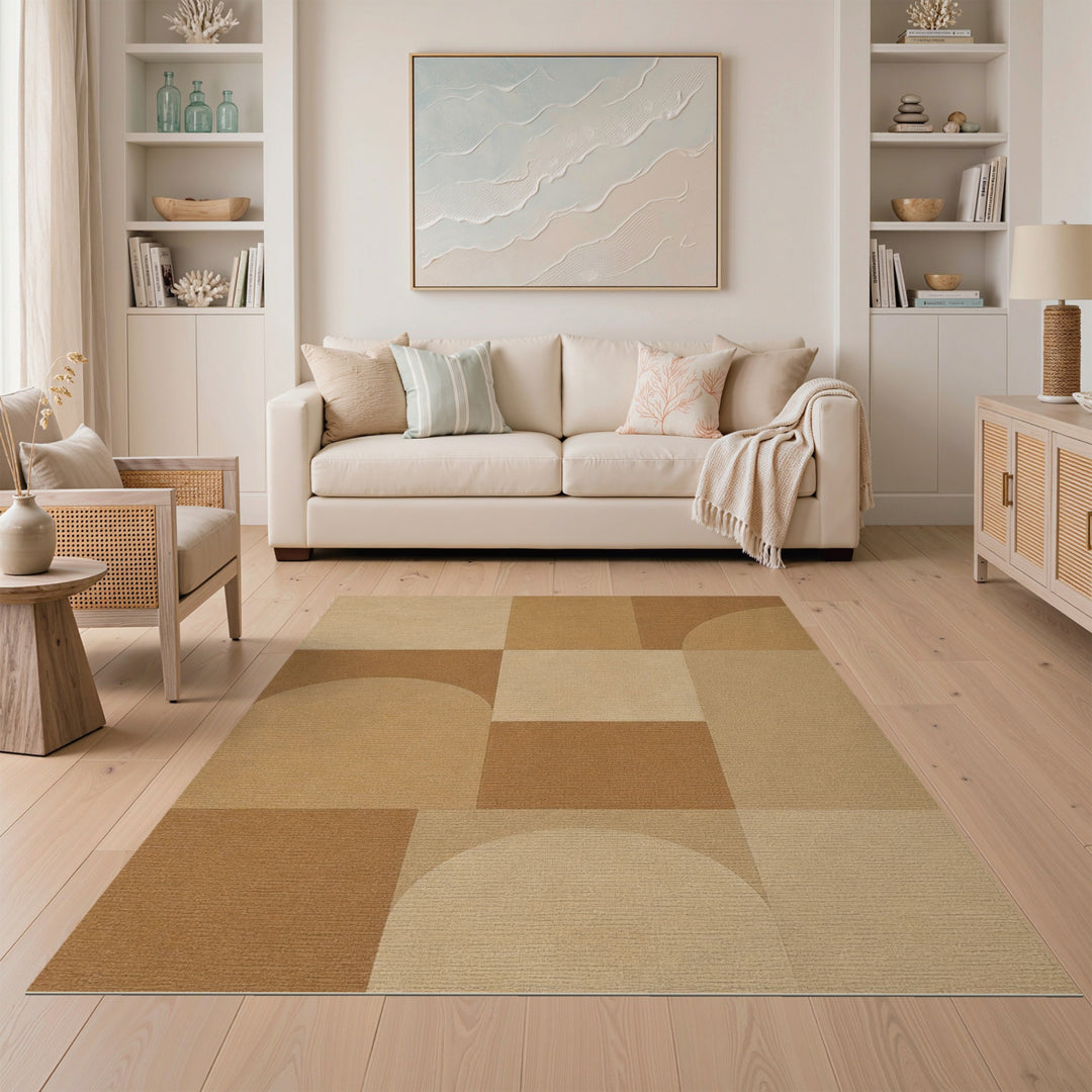 Geometric Brown Tan Area Rug