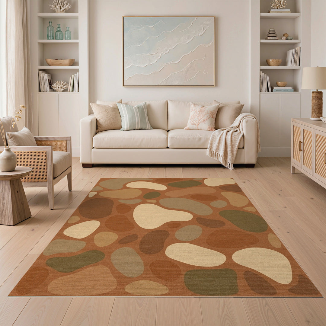 Organic Pebble Brown Tan Area Rug