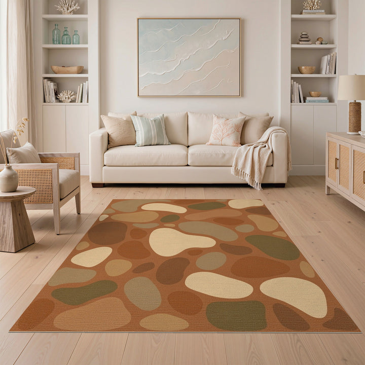 Organic Pebble Brown Tan Area Rug