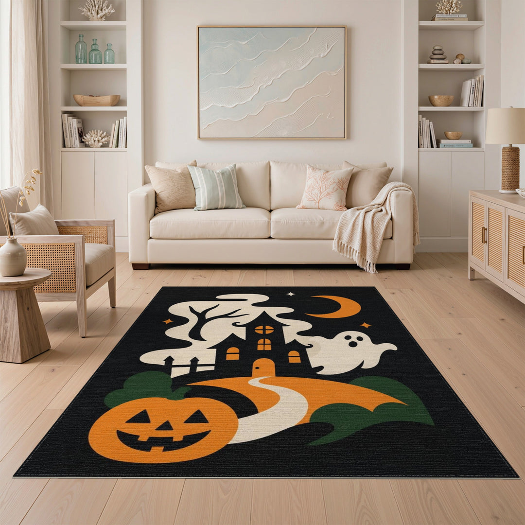 Multi-color and Patterns Haunted House Halloween Area Rug