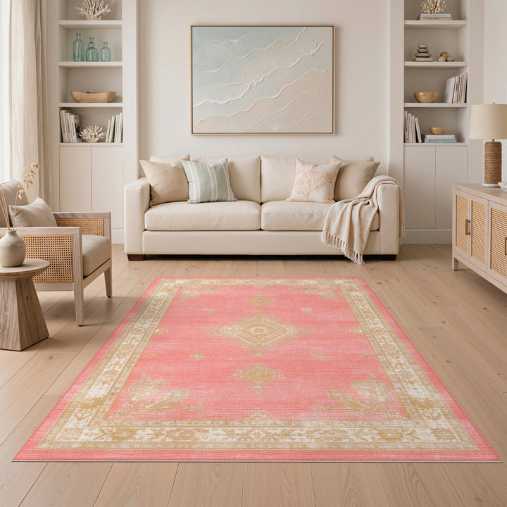 Pink Distressed Vintage Area Rug