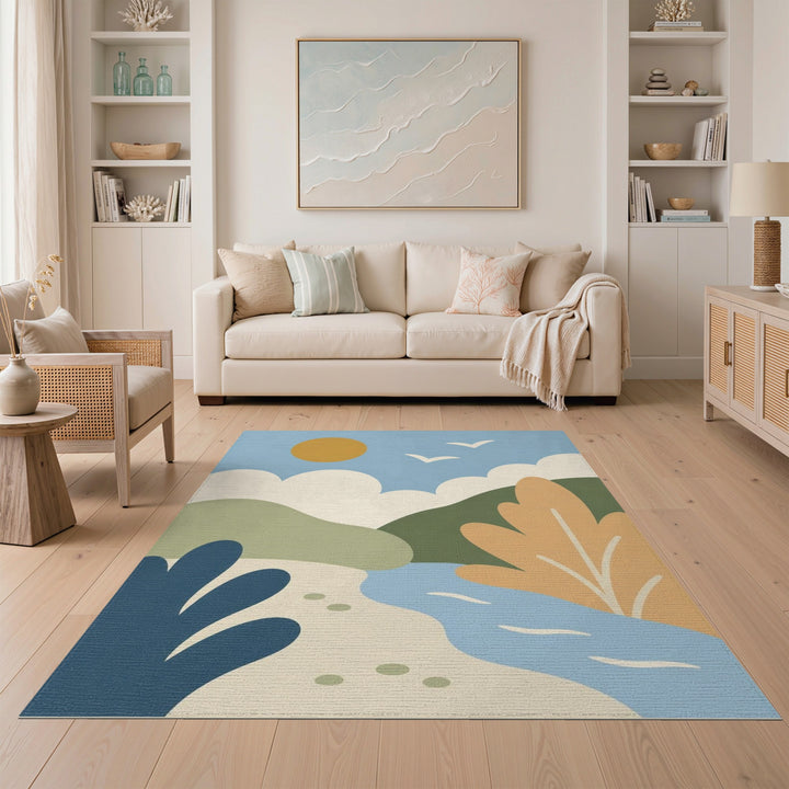 Abstract Coastal Landscape Area Rug