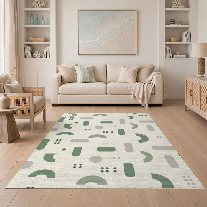 Green Geometric Modern Area Rug
