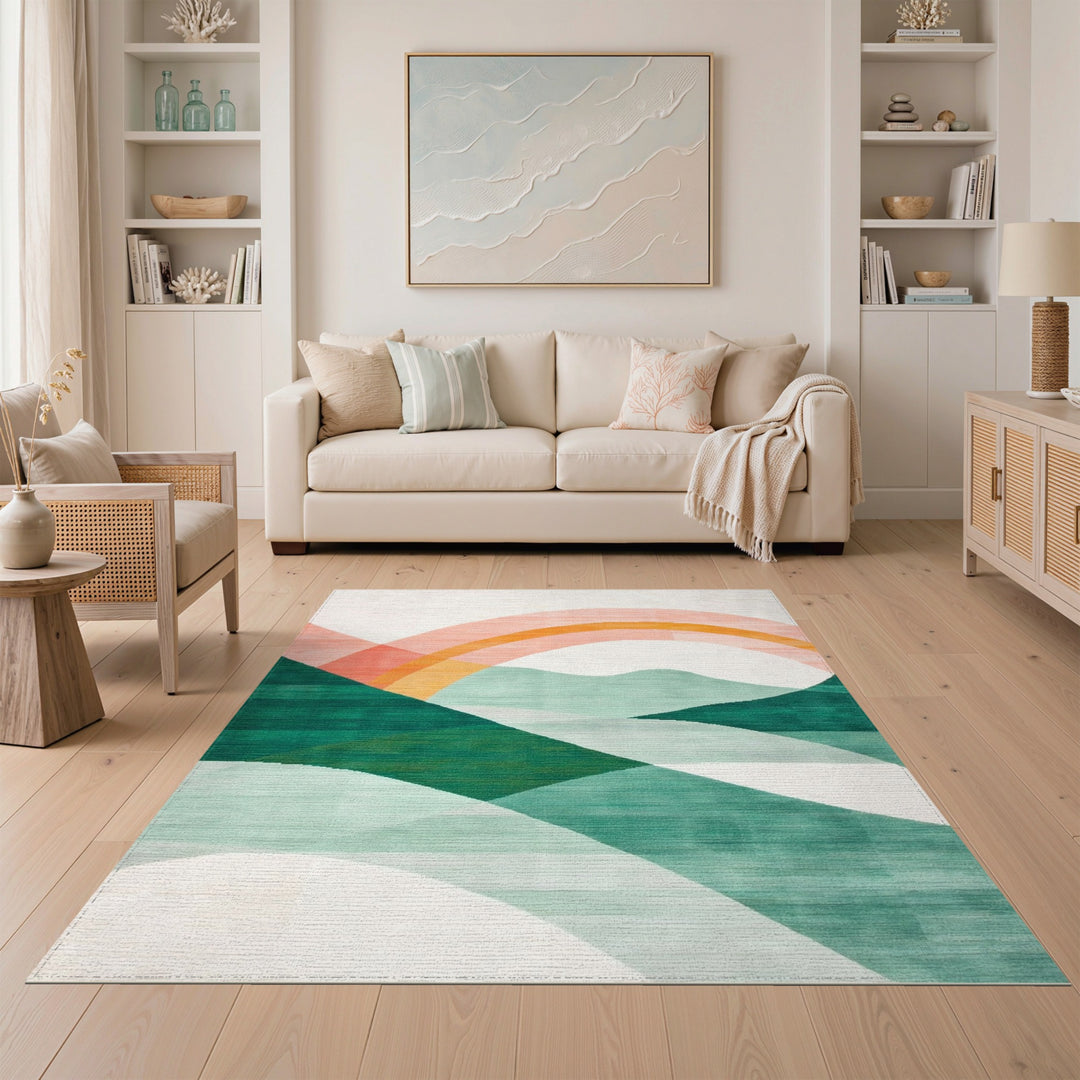 Multi-color and Patterns Geometric Arch Multi-Color Area Rug