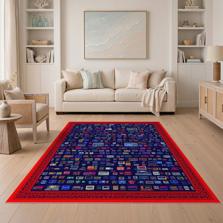 Retro Pixel Tech Washable Area Rug
