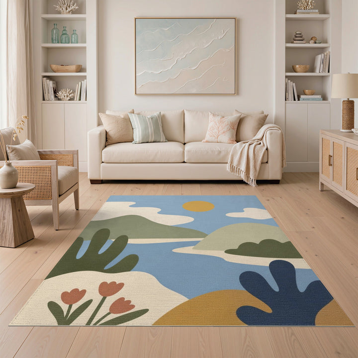 Blue Hills Abstract Landscape Area Rug