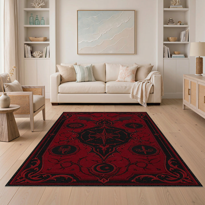 Red Mystical Medallion Heritage Area Rug