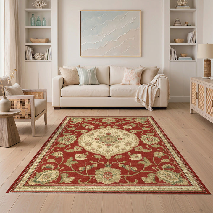 Red Floral Medallion Persian Area Rug