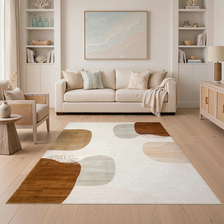 Brown and Tan Organic Brown Abstract Area Rug