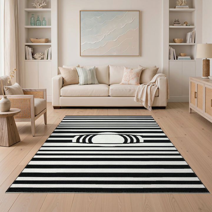 Black White Geometric Area Rug