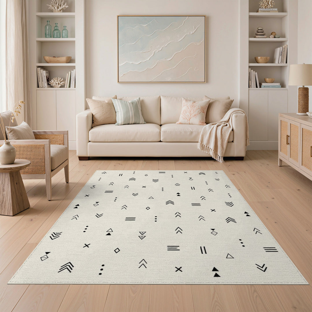Black White Geometric Area Rug