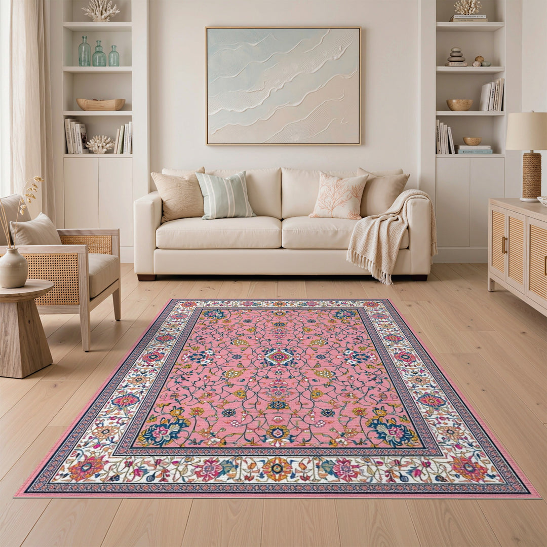 Pink Floral Vintage Area Rug